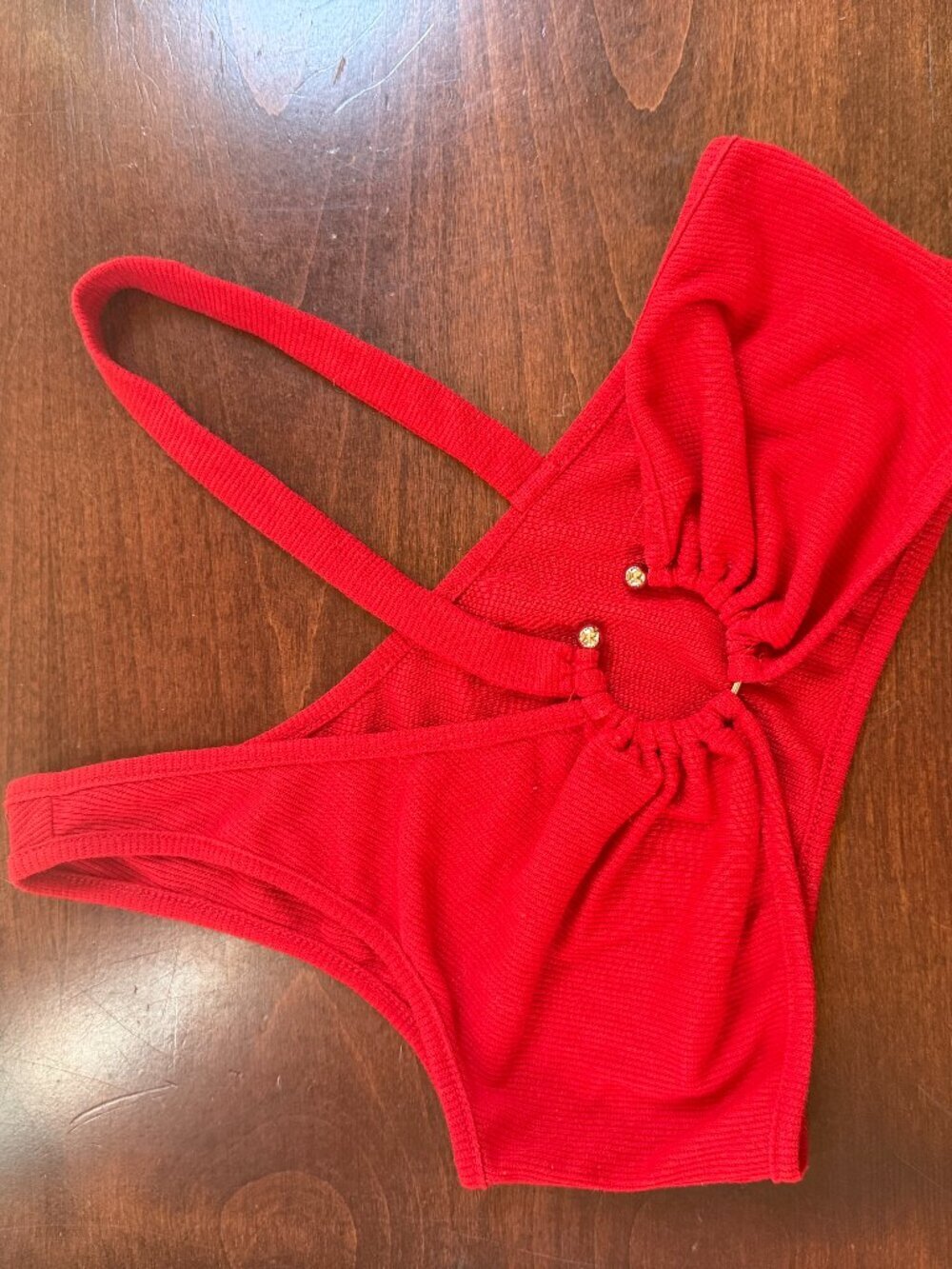 SHEIN One Shoulder Metal Ring Detail Crop Top Bralette Bra Size XS Red